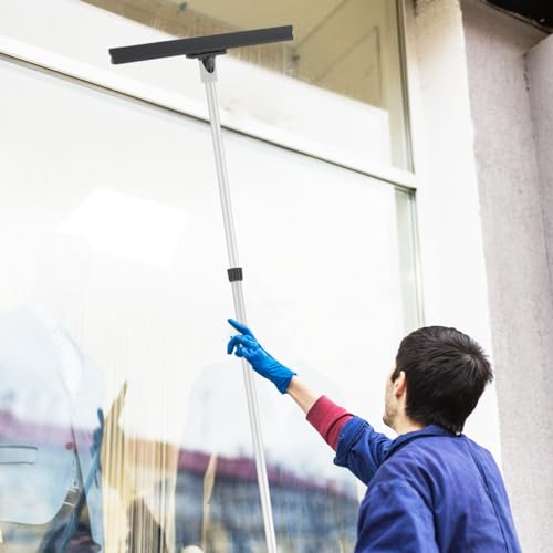 Image of Superio Floor Squeegee for Concrete Floor, Tile Floor, Windows, Windsheilds, Showers, Pool, Garage, Heavy Duty Silicone Squeegee Broom for Floor Rubber Scraper with Aluminum 55 inch Long Handle