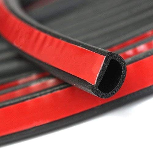 A091-15F D-Shape Weather Stripping Door Seal Hollow Black with self Adhesive Height 19/64" x 15/32 Width (15 Feet)