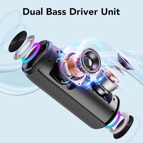 Portable Bluetooth Speaker with 30W Stereo Sound, 24H Playtime, 3 EQ Mode & 8 RGB lights Wireless Speaker, IPX7 Waterproof, TWS Wireless Pairing, Outdoor Speaker for Home and Hiking(Black) - Image 3