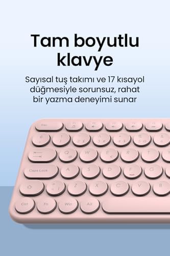 Daxi MK250 Elegance Combo Sessiz 2.4GHz Kablosuz Türkçe Q Klavye Mouse Seti (Pembe) - Görsel 5