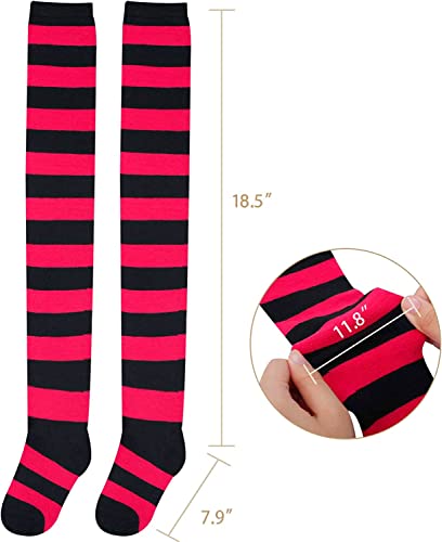 Striped Thigh High Socks - Christmas Over the Knee High Stockings for Women Teen Girls3