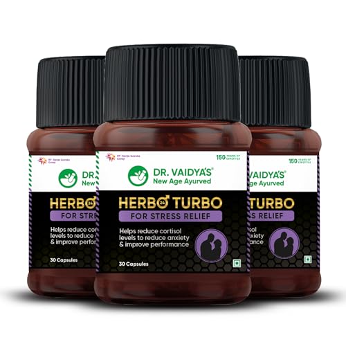 Dr. Vaidyas Herbo24Turbo Stress Relief Capsules | Ayurvedic | To Combat Stress-Related Performance Anxiety | (30 capsules) Pack of 3 (B0CRRX457Y) Amazon Price History, Amazon Price Tracker