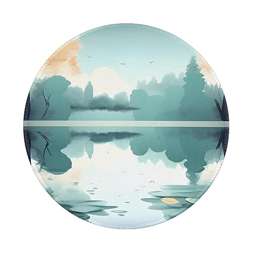 Alfombrilla redonda para mouse de hojas caídas en un lago tranquilo de 8 pulgadas, respaldo de goma para trabajo y juegos, perfecta para oficina, computadora portátil