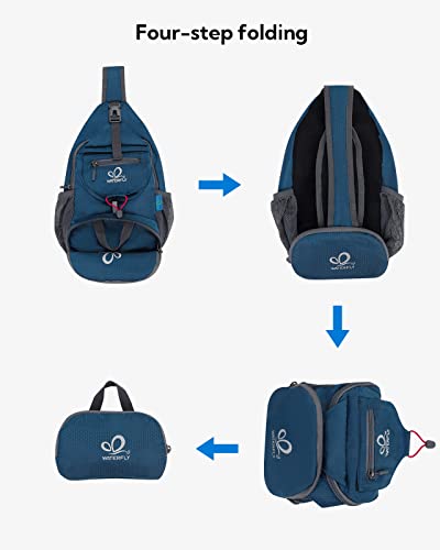 WATERFLY Pakowalny, mały plecak crossbody, torba na ramię, torba na klatkę piersiową, plecak na piesze wędrówki, podróże