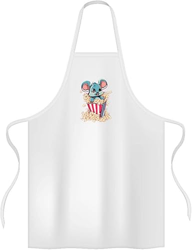 Miniatura 1 de Delantal Kawaii lindo  Delantal de cocina con estampado de palomitas de maíz  Delantal de diseño lindo para hombres y mujeres