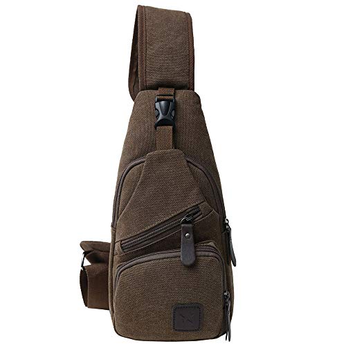 TOPEIUS Lona Mochilas Tipo Casual, Chest Backpack Shoulder Bag Crossbody Bags Sling Crossbody Bag Cycling Hiking Travel Outdoor Sport (Café Oscuro)
