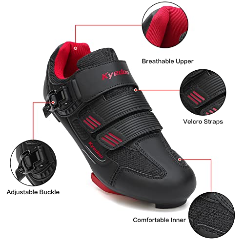 Unisex Cycling Shoes Compatible With Peloton Bike Shoes, Road Bike Indoor Bicycle Riding Shoes With Pre-Installed Delta Cleats For Men And Women Clip In Indoor Outdoor Pedal Size 11 Red #TOP3