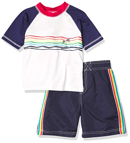 iXtreme Boys' Toddler Printed Two Piece Rashguard Sets, Navy, 2T