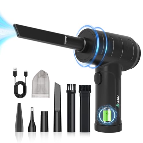 Soprador de ar e aspirador de pó portáteis 2 em 1 Espanador de ar comprimido 6000mAh Espanador sem fio para limpeza de teclado de computador 55000rpm