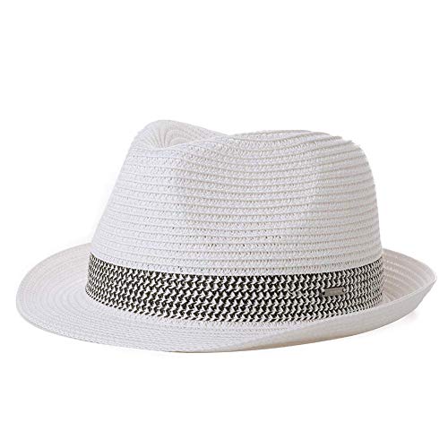 Comhats Herren Strohhut Trilby für Sommer, Sonnenschutz - Faltbarer Panama Hut, Fedora für Strand, Festival - Rollbar & Stilvoll Weiß M