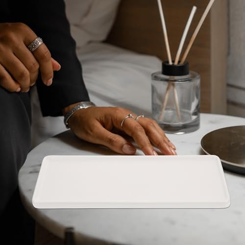 GOOHOCHY Porte-bijoux Décoratif Plateau Bain en Céramique Blanche, Grand – vue 6