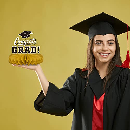 9Pcs Graduation Party Decorations Class Of 2023 Congrats Grad Table Centerpiece Congratulate Graduation Honeycomb Table Toppers For Graduation Party Supplies(Gold,Black） #TOP5