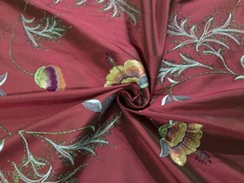 Soie dupion marron broderie florale pour exprimer votre créativité