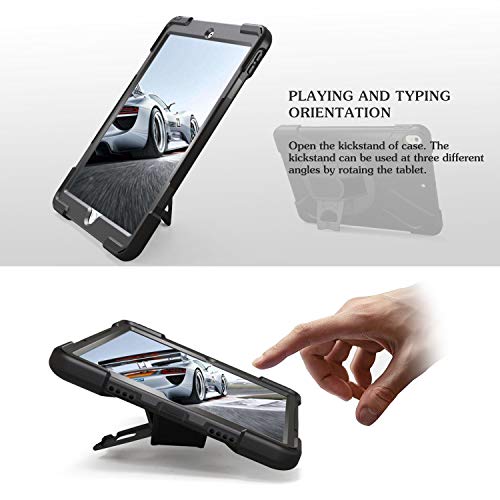 Tsq Ipad Air 2 Case For Kids 9.7 Inch (2014 Release) With Stand Strap | Heavy Duty Rugged Rubber Protective Cover Case For Ipad Air 2Nd Generation A1566 A1567, Black #TOP4