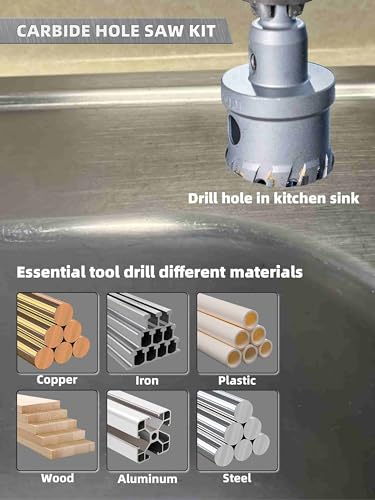 Image of HIGHFIRE 20pcs Carbide Hole Saw Kit with Case, Carbide Tipped Hole Cutter with Pilot Drill bit for Stainless Steel, Iron, Aluminum, Alloy, Plastic