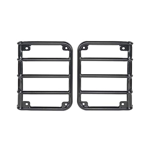 Hooke Road Wrangler Tail Light Covers Rear Taillight Euro Guard Black Light Cage Fit For 2007-2018 Jeep Wrangler Jk & Jku Unlimited - Pair #TOP4