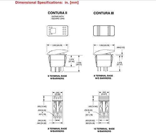 2X Carling Technologies (VLD1S00B-AZC00-000) Rocker Switches DP (ON) Off(ON) 20A 12V Sealed Non-il