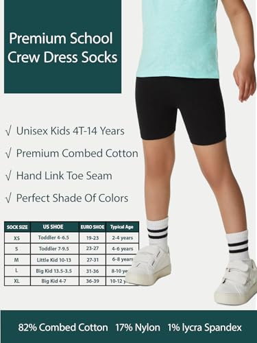 Image of COTTON DAY Unisex School Kids Boys Girls Soft Combed Cotton Athletic Socks
