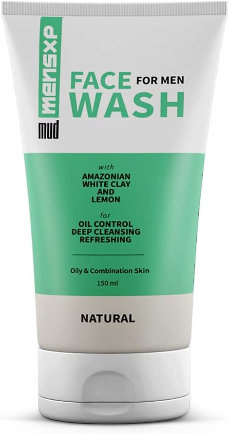 MensXP Mud Natural Clay Face Wash for Men with Amazonian White Clay & Lemo- 150ml