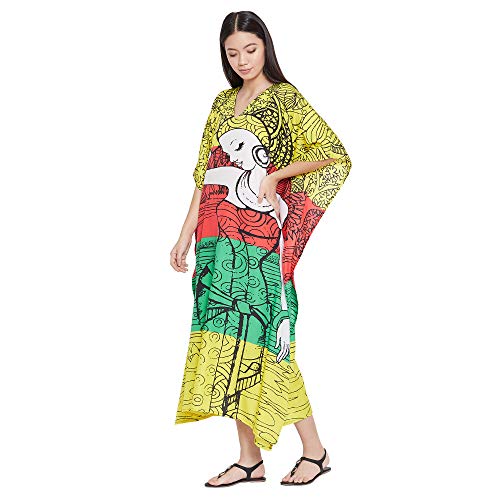 Image of Oussum Women Kaftan Plus Size Polyester Summer Lightweight Caftan Swimsuit Cover Ups Maxi African Mumu Lounge House Dress