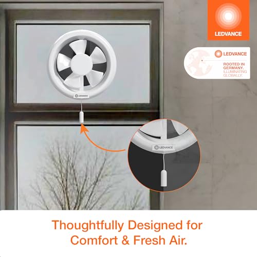 Image of LEDVANCE Round Exhaust Fan 6 inch (150 mm) | Suitable for Kitchen, Bathroom & Washroom | Protection from Birds | Pull Cord Ensures Convenience | 100% Copper Motor | Round Shape | 2 Year Warranty
