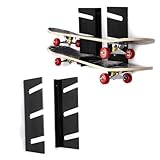 flexman Skateboard Wall Mount Display Rack, Acrylic 3 Layer Snowboard Display Storage Shelf for Garage, Living Room, Sports Room Storage Skateboards, Longboards, Snowboards
