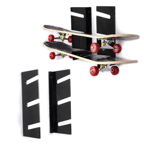 PerGar Support Mural pour Skateboard, Présentoir en Acrylique pour Skateboard, étagère de Rangement à 3 Couches pour Affichage de Snowboard, Support Mural...