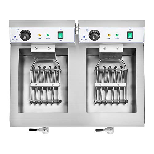 Royal Catering Fritteuse Edelstahl Doppel Fritteuse RCEF 16DH-1 (2 x 16 Liter, 2 x 3.200 Watt, Thermostat, 2 x… – Bild 3