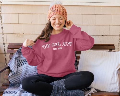 Myhalf Aunt Sweatshirt Cool Auntie Shirt: Women Oversized Auntie Crewneck Sweatshirts Aunt Gift Tops Cute Aunts Club Pullover Purple-Pink thumb #4