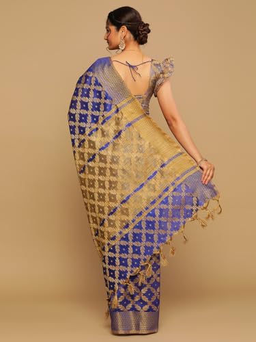 Image of SIRIL Women's Cotton Silk Jacquard Boarder Saree With Unstitched Blouse Piece