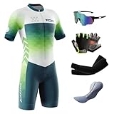 Herren Pro Fahrrad Skinsuit Kurzarm, Triathlon Anzug Herren Triathlon Tri Short Trisuit Einteiler...