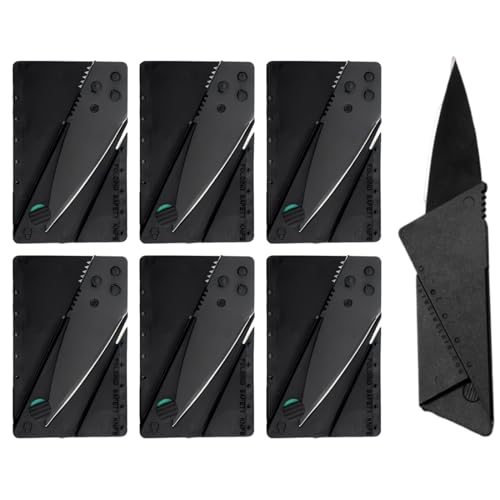 AEIXYA 6 Pezzi Coltello Per Carte Di Credito, Mini Coltello Per Carte Di Credito, Coltello Pieghevole Per Carte Di Credito, Coltello Tascabile Per Esterni(Nero)