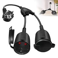 Doppelstecker für Steckdose, Verlängerungskabel mit 2 Fach Schuko Steckdosen, Wasserdicht IP44 Doppelsteckdose Schutzkontakt Perfekt für Zuhause, Büro, Außenbereich, 1.5 mm², 16A/250V