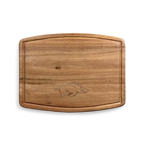 PICNIC TIME NCAA Arkansas Razorbacks Ovale Acacia Cutting Board, Charcuterie Board Set with Juice Groove for Spills, Wood Serving Platte, (Acacia Wood)