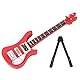 Mini-E-Bass-Gitarren-Modell, Miniatur-E-Gitarre aus Holz mit Ständer, Musik-Ornament, Miniatur-Puppenhaus-Modell, Simulation Bass-Modell, Musikinstrument-Ornamente (Rot)