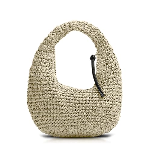Straw Bag for Women, Orbicular Beach Bag, Cute Handbag, Hand-Woven Bags Suitable for Vacation Travel Daily(Beige)