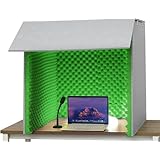 Hinniuy 簡易防音室 1人用 吸音パネル 防音ボックス 防音室 卓上パーテーション 防音ブース、 遮音 シート パーソナルブース パーテーション フェルトボード 防音壁・ 防音シート リバーブとノイズフロアを排除します 録音・会議・放送用 マイク防音 録音吸音材 飛沫防止 ＊LEDライト付き 簡易防音室 防音シート防音ブース 卓上 (80cm*80cm*80cm,D)