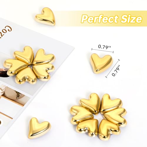 12 imanes decorativos corazón dorado para refrigerador miniatura 2