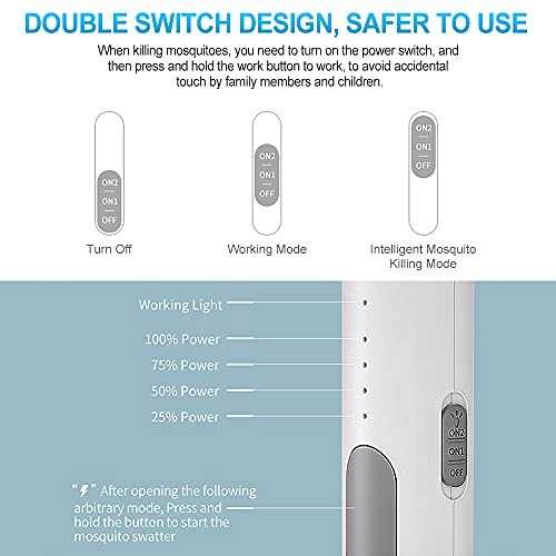 DANGZW Elektrische Vliegenmepper, 2 in 1 3000V USB Oplaadbare Elektrische Vliegenmepper met Oplaadbasis, Elektrische… - Image 5