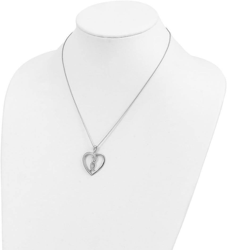 JewelryWeb 925 Sterling Silver Polished Spring-Ring Cubic Zirconia Love Hearts Joined Together 18inch Necklace Pendant Necklace for Women - Image 4
