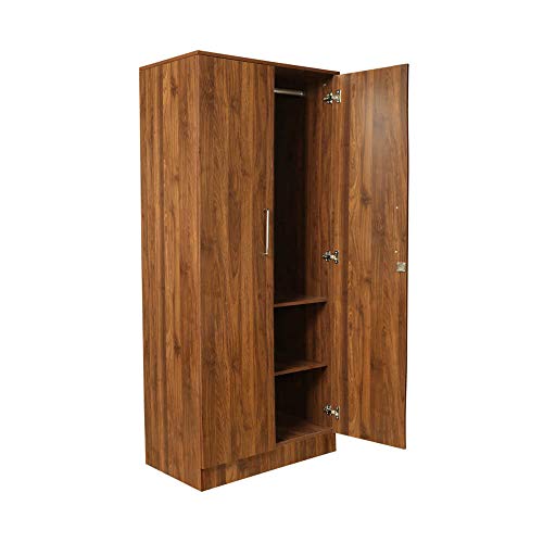 Image of Wakefit Wardrobe | 1 Year Warranty | Engineered Wood Almirah, Cupboard for Clothes Storage | 2 Door, Drawer | Tartan - Columbian Walnut
