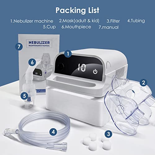 Smart Nebulizer, Intelligent Digital Display Nebulizer Machine For Adults And Kids,Low Noise Compression Nebulizer For Breathing Problems,Desktop Jet Nebulizer For Home Use #TOP3