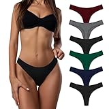 Desanlapi Tanga String en Coton Slips Simple et Comfortable pour Femmes sous VêTements Taille Basse Lot de 6 Sexy Lingerie Slip Thongs Underwear Women Multipack UN8 M