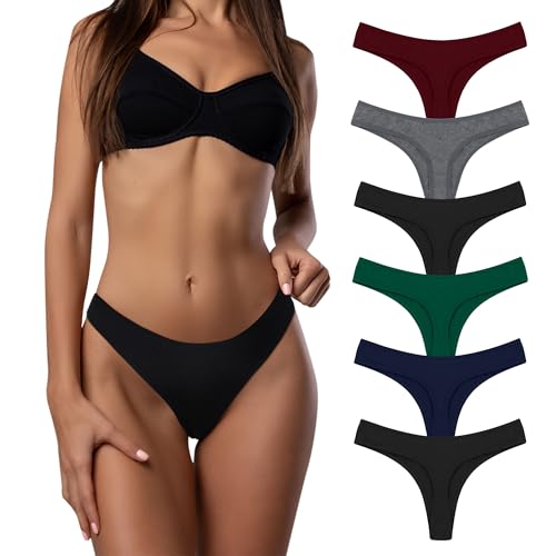 Desanlapi Tanga String en Coton Slips Simple et Comfortable pour Femmes sous-VêTements Taille Basse Lot de 6 Sexy Lingerie Slip Thongs Underwear Women Multipack UN8 XL