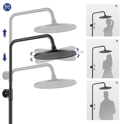 Auralum Regendusche Komplettset ohne Armatur, Edelstahl Duschsystem Set mit Messing-Wasserteiler, Ø250mm Überkopfbrause… – Ansicht 2
