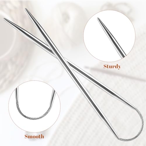 15 Pezzi Ferri da Maglia, Acciaio Inossidabile, 2 MM/2,5 MM/3 MM/3.5MM/4 MM, da Maglia per Maglioni Ferri da Maglia Ferri Circolari per Calze Cappelli E Guanti