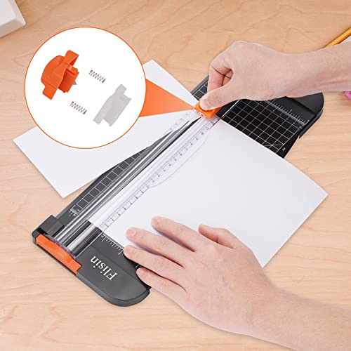 Flisin Paper Cutter,Portable Paper Slicer,12 Inch Paper Trimmer Scrapbooking Tool with Automatic Security Safeguard and Side Ruler for Craft Paper,A4 Paper,Coupon, Label and Cardstock (Black) - Thumbnail 3