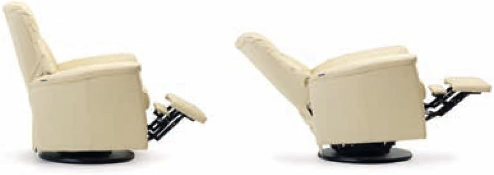 Recliner shown in upright and reclined positions