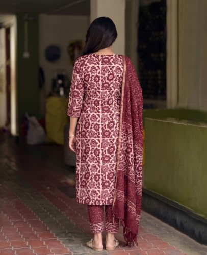 Image of KLOSIA Women's Printed Straight Kurta and Pant with Dupatta Set