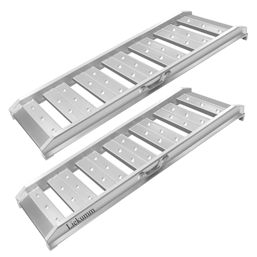 LIEKUMM 4FT Aluminum Truck Ramps, 2 Pcs 3520 Lbs Capacity Heavy-Duty Trailer Ramps, Portable Loading Ramp for Pickup Trucks, ATVs, Motorcycles, Lawn Mowers, and UTVs